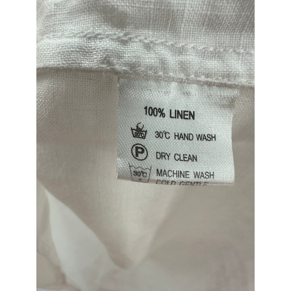 Vivid Women White V-Neck Linen Top Shirt Blouse Coastal Minimal Neutral Size XL - Picture 5 of 6